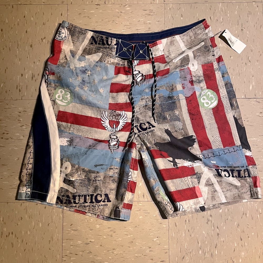 Nautical swim trunks